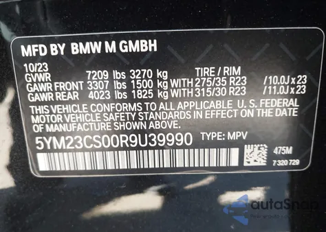 2024 BMW Xm from USA, damaged, VIN 5YM23CS00R9U39990